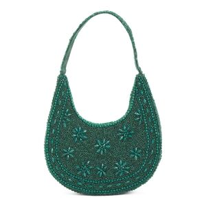 Viral Green Beaded Shoulder Handbag